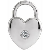 Platinum Natural White Sapphire Heart Lock Pendant