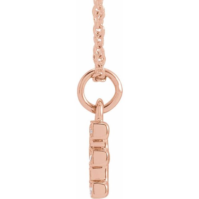 14K Rose .04 CTW Natural Diamond Petite Initial E 16-18" Necklace