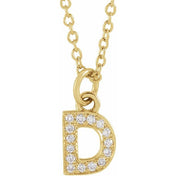 14K Yellow .05 CTW Natural Diamond Petite Initial Necklace 16-18"