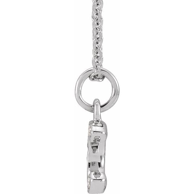 14K White .04 CTW Natural Diamond Petite Initial C 16-18" Necklace