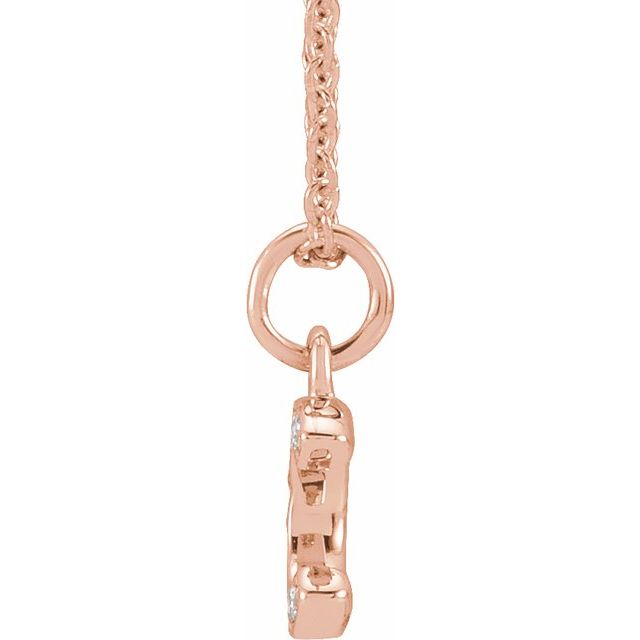 14K Rose .04 CTW Natural Diamond Petite Initial C 16-18" Necklace