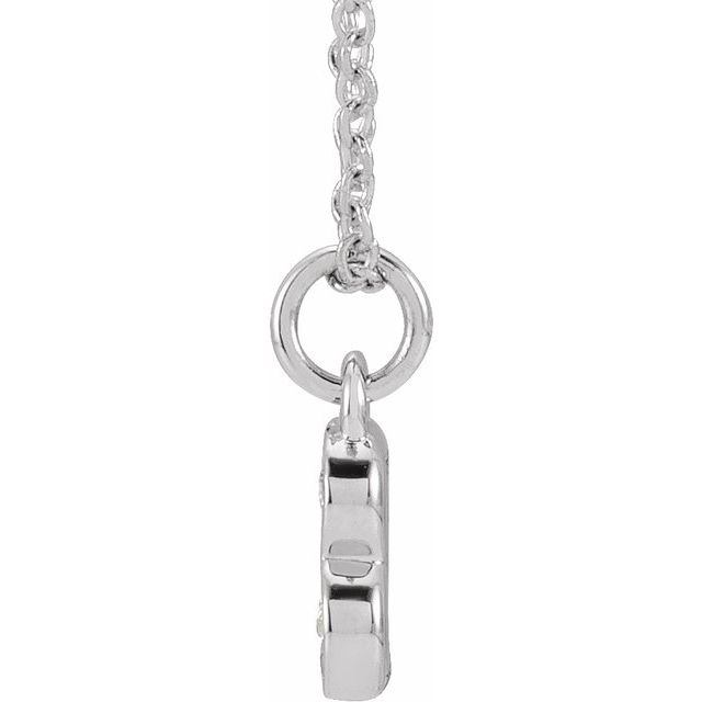 14K White .05 CTW Natural Diamond Petite Initial B 16-18" Necklace