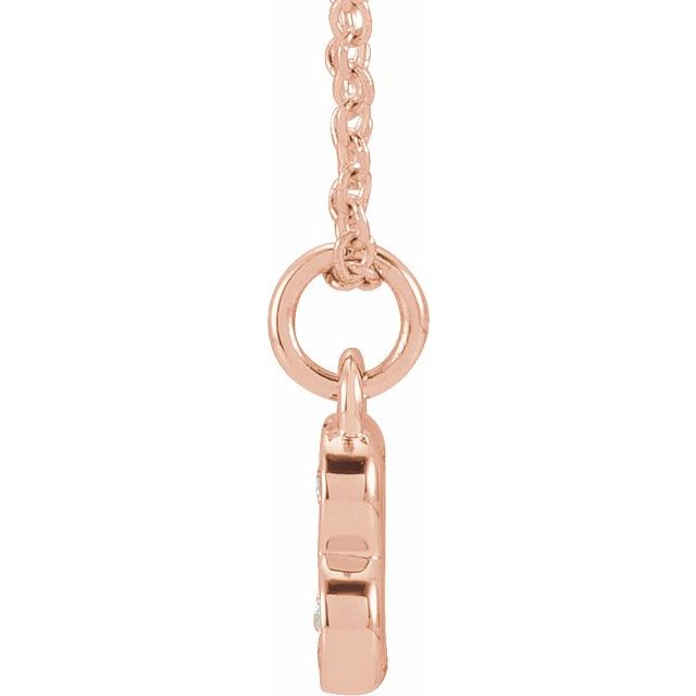 14K Rose .05 CTW Natural Diamond Petite Initial B 16-18" Necklace