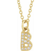 14K Yellow .05 CTW Natural Diamond Petite Initial Necklace 16-18"