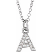 14K White .05 CTW Natural Diamond Petite Initial A 16-18" Necklace