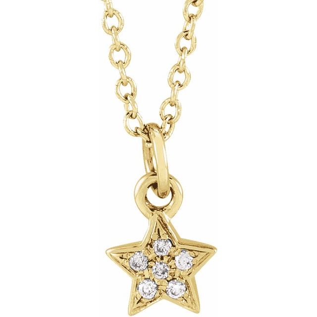 14K Yellow .03 CTW Natural Diamond Youth Petite Star 15" Necklace