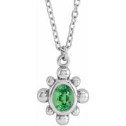 14K White Natural Tsavorite Garnet Beaded 16-18" Necklace