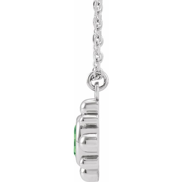 14K White Natural Tsavorite Garnet Beaded 16-18" Necklace