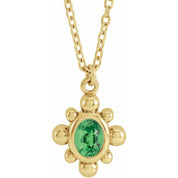 14K Yellow Natural Tsavorite Garnet Beaded 16-18" Necklace
