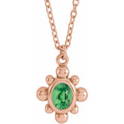14K Rose Natural Tsavorite Garnet Beaded 16-18" Necklace