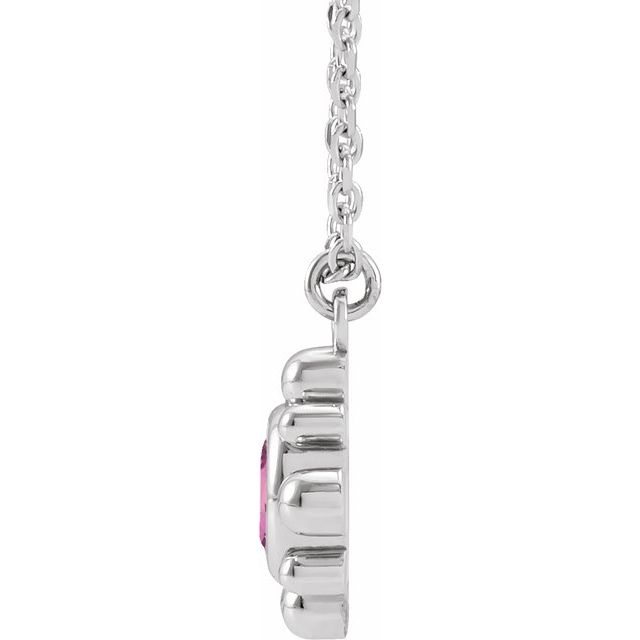 14K White Natural Pink Sapphire Beaded 16-18" Necklace