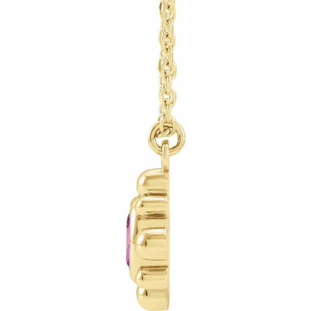 14K Yellow Natural Pink Sapphire Beaded 16-18" Necklace