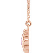 14K Rose Natural Pink Sapphire Beaded 16-18" Necklace