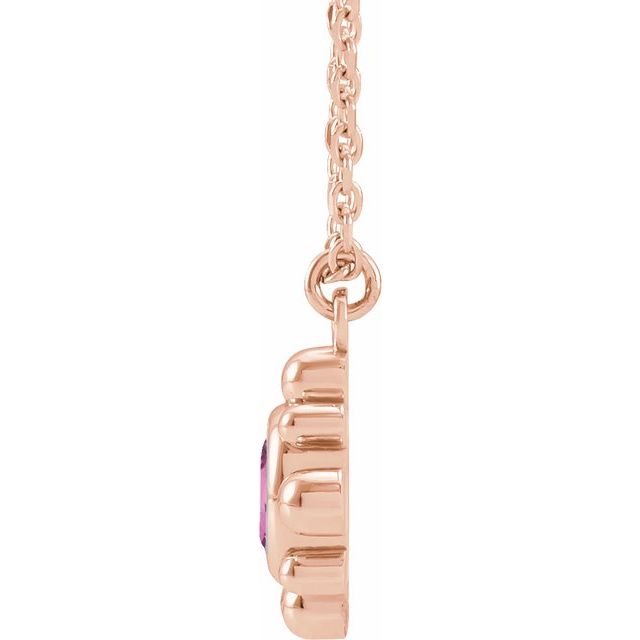 14K Rose Natural Pink Sapphire Beaded 16-18" Necklace