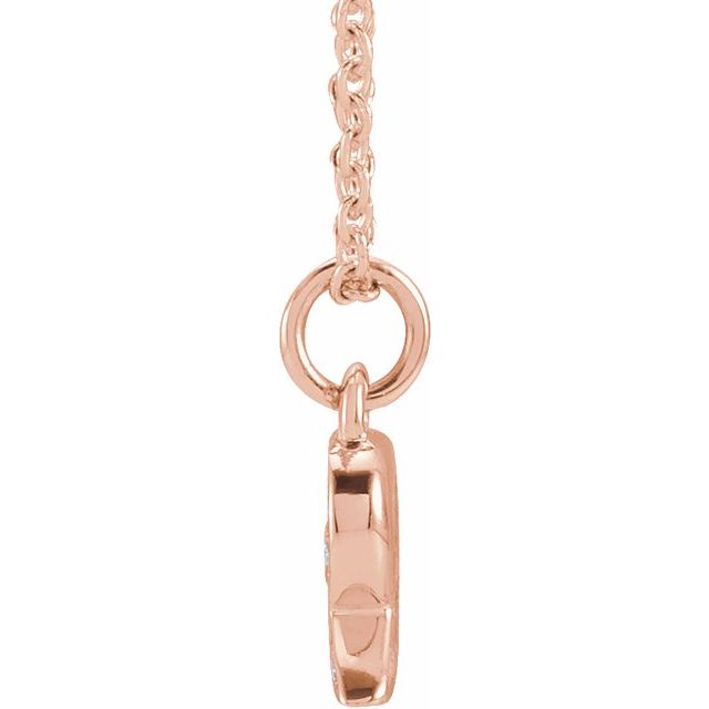 14K Rose .05 CTW Natural Diamond Petite Initial R 16-18" Necklace