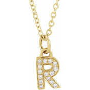 14K Yellow .05 CTW Natural Diamond Petite Initial Necklace 16-18"