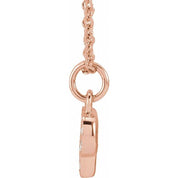 14K Rose .04 CTW Natural Diamond Petite Initial P 16-18" Necklace