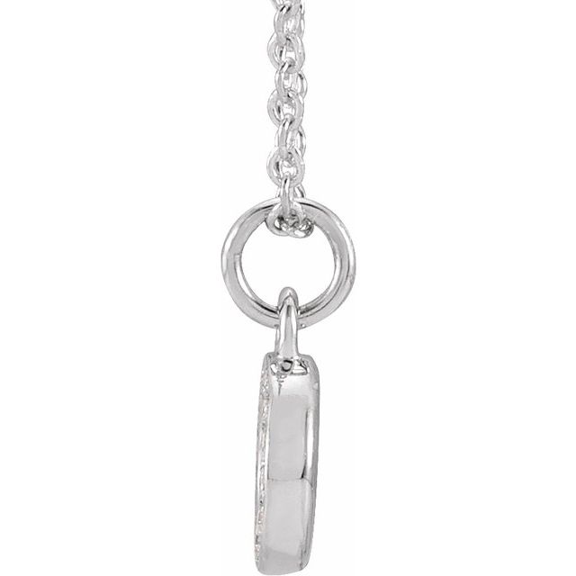 14K White .05 CTW Natural Diamond Petite Initial O 16-18" Necklace