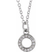 14K White .05 CTW Natural Diamond Petite Initial O 16-18" Necklace