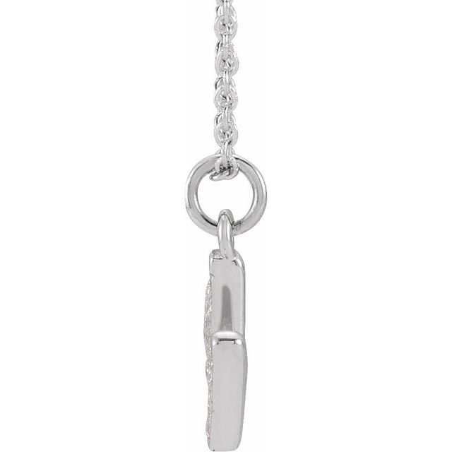 14K White .06 CTW Natural Diamond Petite Initial M 16-18" Necklace