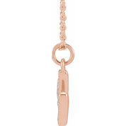 14K Rose .06 CTW Natural Diamond Petite Initial M 16-18" Necklace