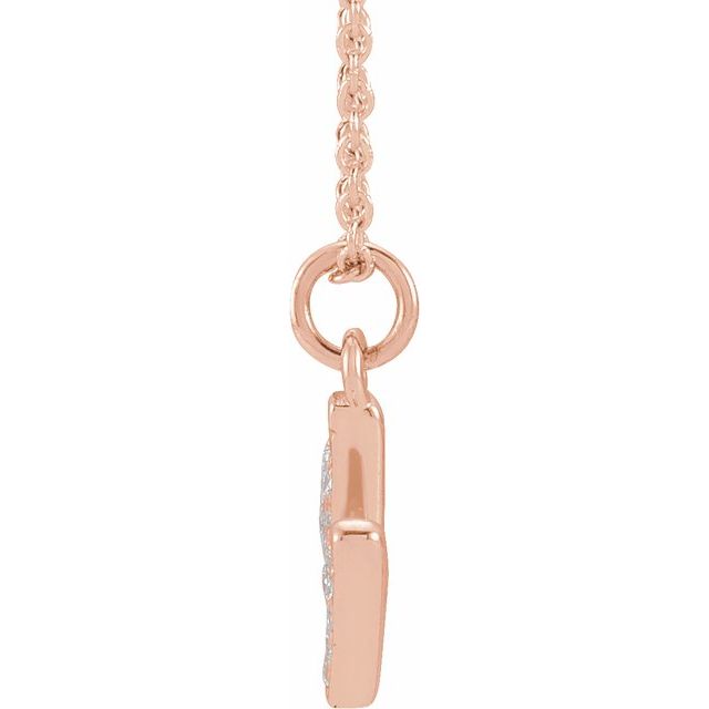14K Rose .06 CTW Natural Diamond Petite Initial M 16-18" Necklace