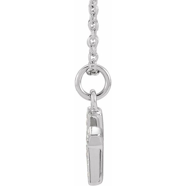 14K White .045 CTW Natural Diamond Petite Initial K 16-18" Necklace