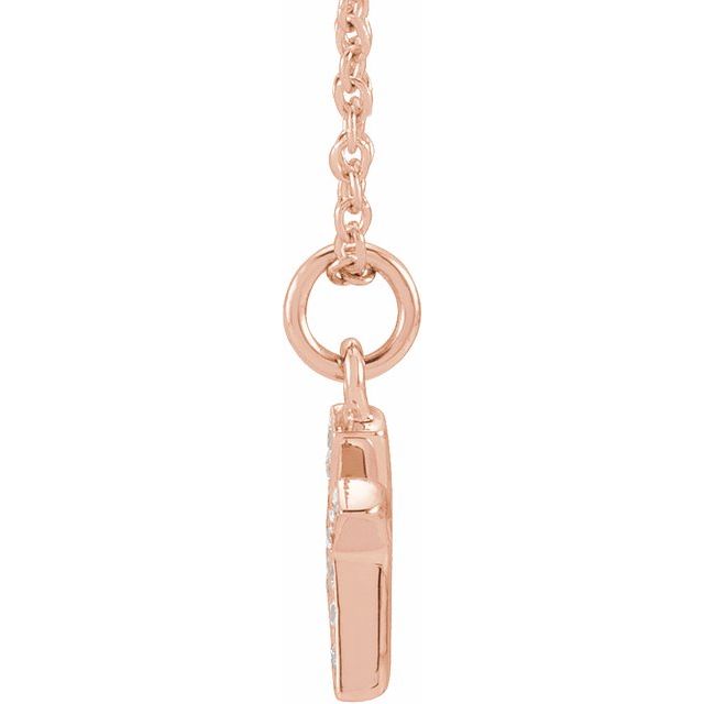 14K Rose .045 CTW Natural Diamond Petite Initial K 16-18" Necklace
