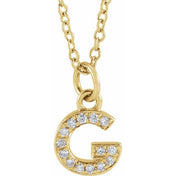 14K Yellow .05 CTW Natural Diamond Petite Initial Necklace 16-18"