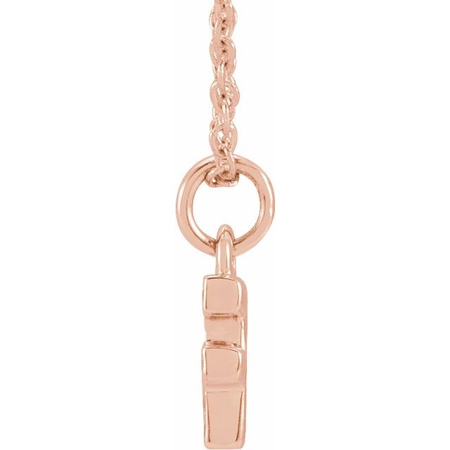 14K Rose .04 CTW Natural Diamond Petite Initial F 16-18" Necklace