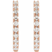 14K Rose 1/4 CTW Lab-Grown Diamond 14 mm Hoop Earrings
