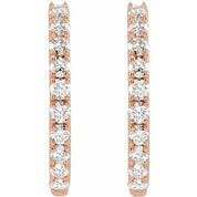 14K Rose 1/4 CTW Lab-Grown Diamond 14 mm Hoop Earrings