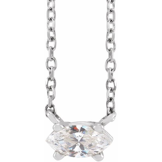 Platinum 1/4 CT Natural Diamond Solitaire 16-18" Necklace