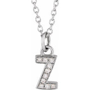 14K White .03 CTW Natural Diamond Petite Initial Z 16-18" Necklace