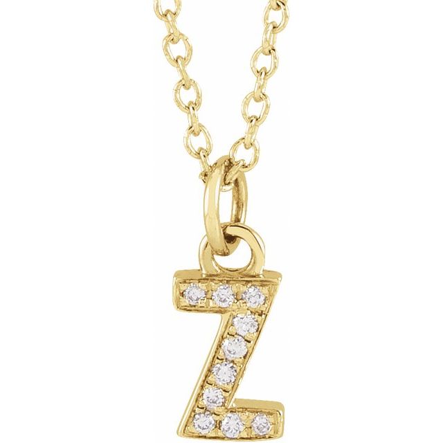 14K Yellow .03 CTW Natural Diamond Petite Initial Z 16-18" Necklace