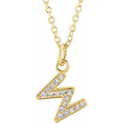 14K Yellow .06 CTW Natural Diamond Petite Initial W 16-18" Necklace