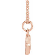 14K Rose .03 CTW Natural Diamond Petite Initial V 16-18" Necklace