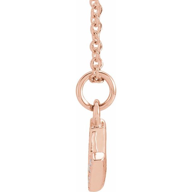 14K Rose .03 CTW Natural Diamond Petite Initial V 16-18" Necklace