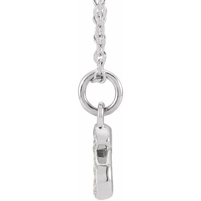 14K White .04 CTW Natural Diamond Petite Initial S 16-18" Necklace