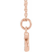 14K Rose .04 CTW Natural Diamond Petite Initial S 16-18" Necklace