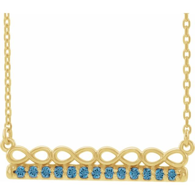 14K Yellow Natural Aquamarine Infinity-Inspired Bar 18" Necklace