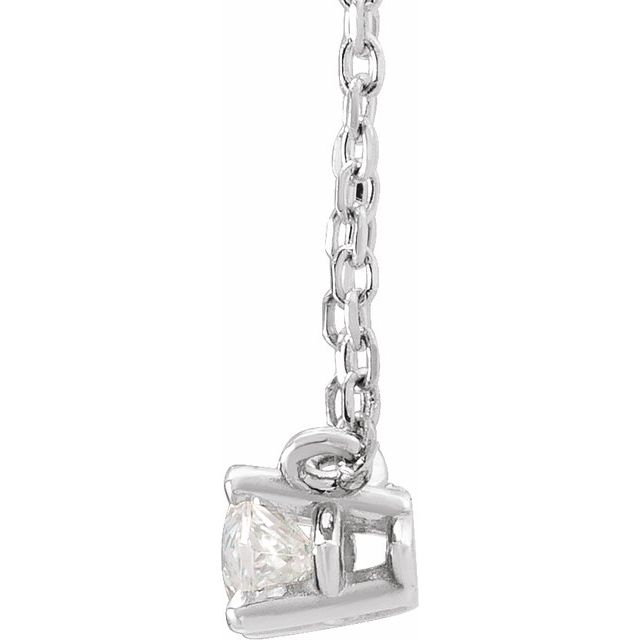 Platinum 1/4 CT Natural Diamond Solitaire 16-18" Necklace
