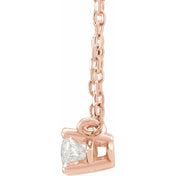 14K 1/4 CT Natural Diamond Solitaire Necklace 16-18"