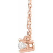 14K 1/4 CT Natural Diamond Solitaire Necklace 16-18"