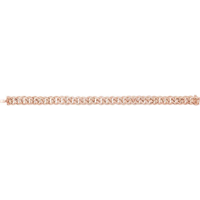 14K Rose 3/4 CTW Natural Diamond Curb 7" Bracelet