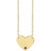 14K Yellow Natural Ruby Engravable Heart 18" Necklace