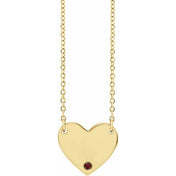 14K Yellow Natural Mozambique Garnet Engravable Heart 18" Necklace