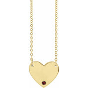 14K Yellow Natural Mozambique Garnet Engravable Heart 18" Necklace