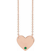 14K Natural Emerald Engravable Heart Necklace with 18" Chain