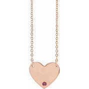 14K Rose Natural Pink Tourmaline Engravable Heart 18" Necklace